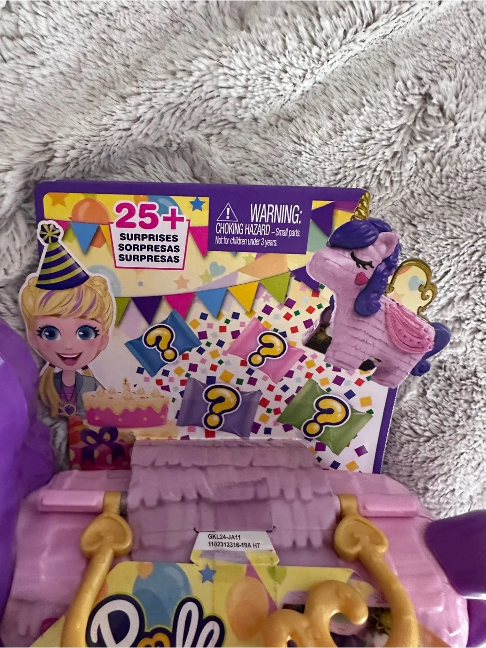 New Polly Pocket Unicorn Party Playset Plus 25 Surprises Large Tote Case